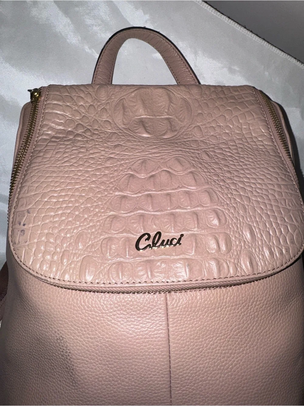 Cluci Vintage Women's Blush Pink Textured Leather Backpack